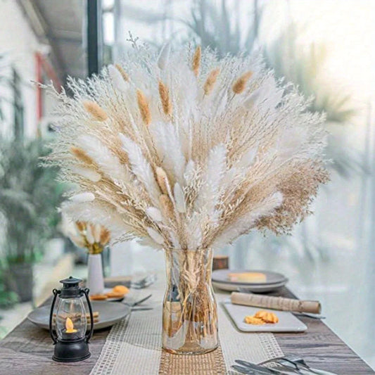 95Pcs Natural Dried Pampas Grass Bouquet for Home Decor Vase Filler Fluffy Dried Fall Pampas for Table Decor Wedding