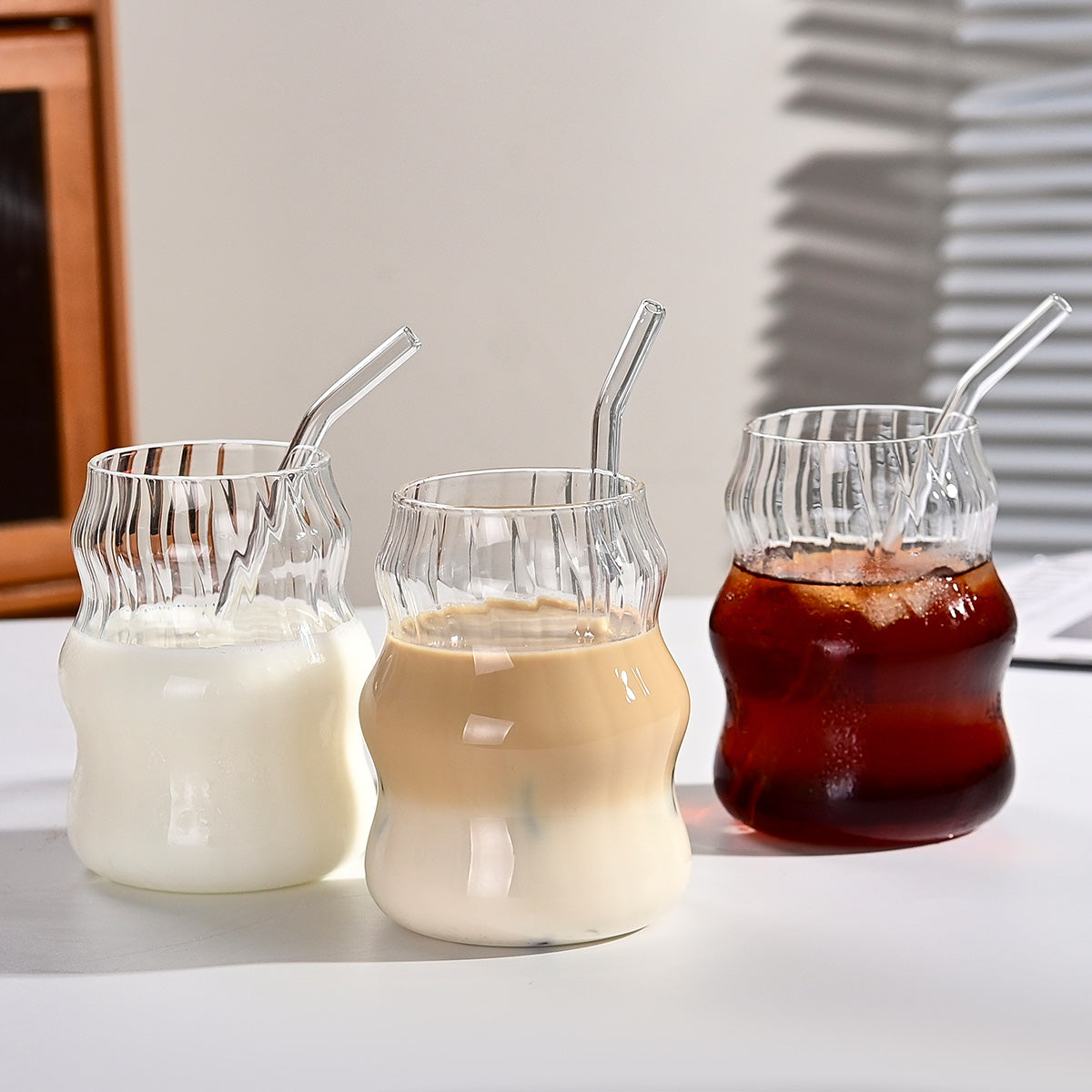6 Pcs 19 Ounce Glass Straw Cups