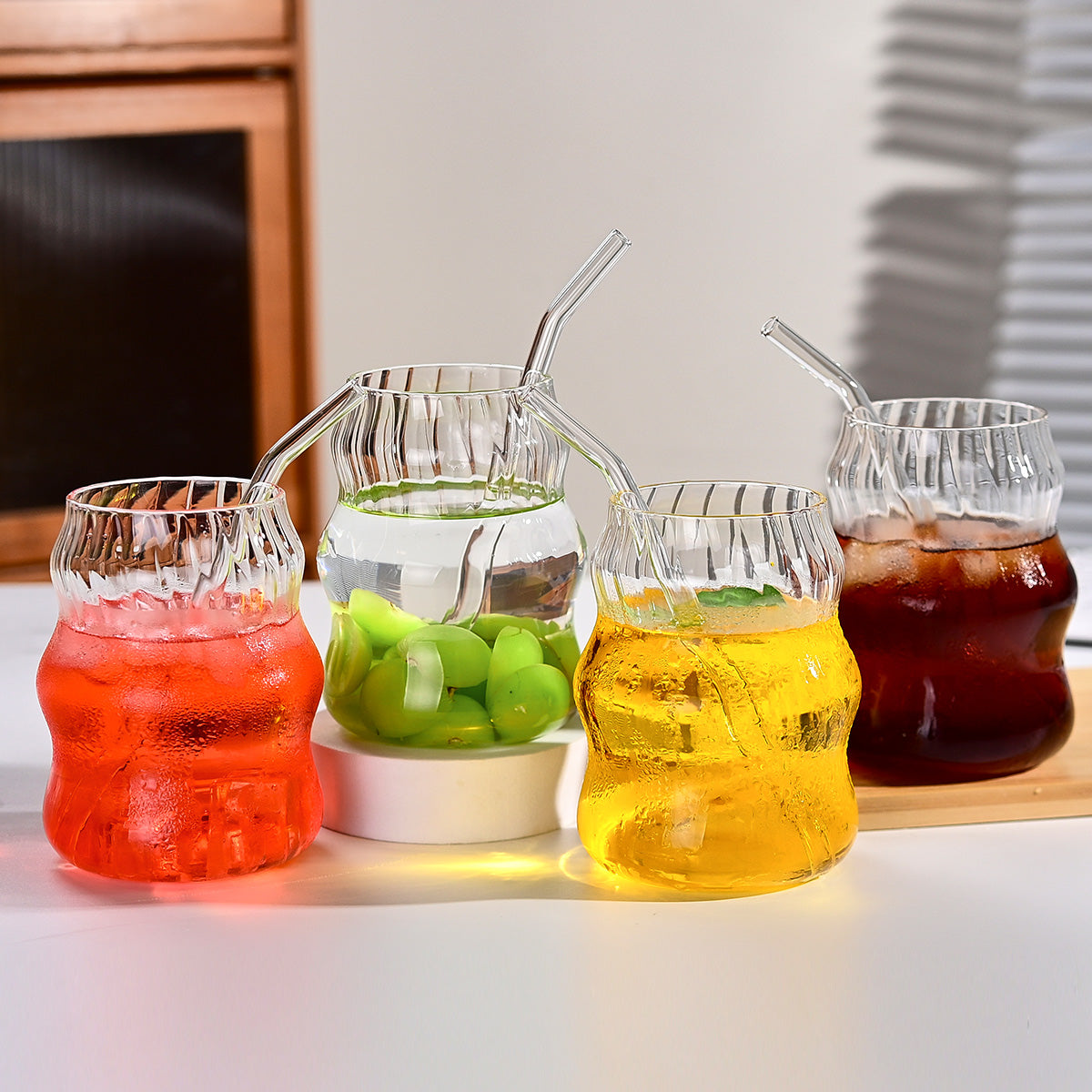 6 Pcs 19 Ounce Glass Straw Cups