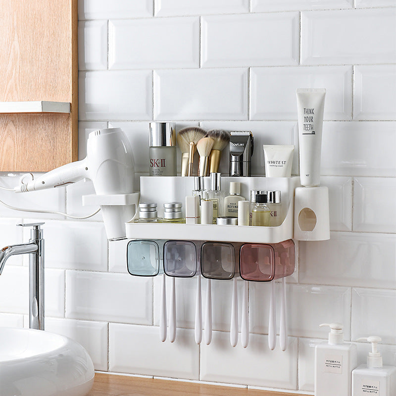 Toothbrush Holder Bathroom Shelving Hole-free Suction Wall
