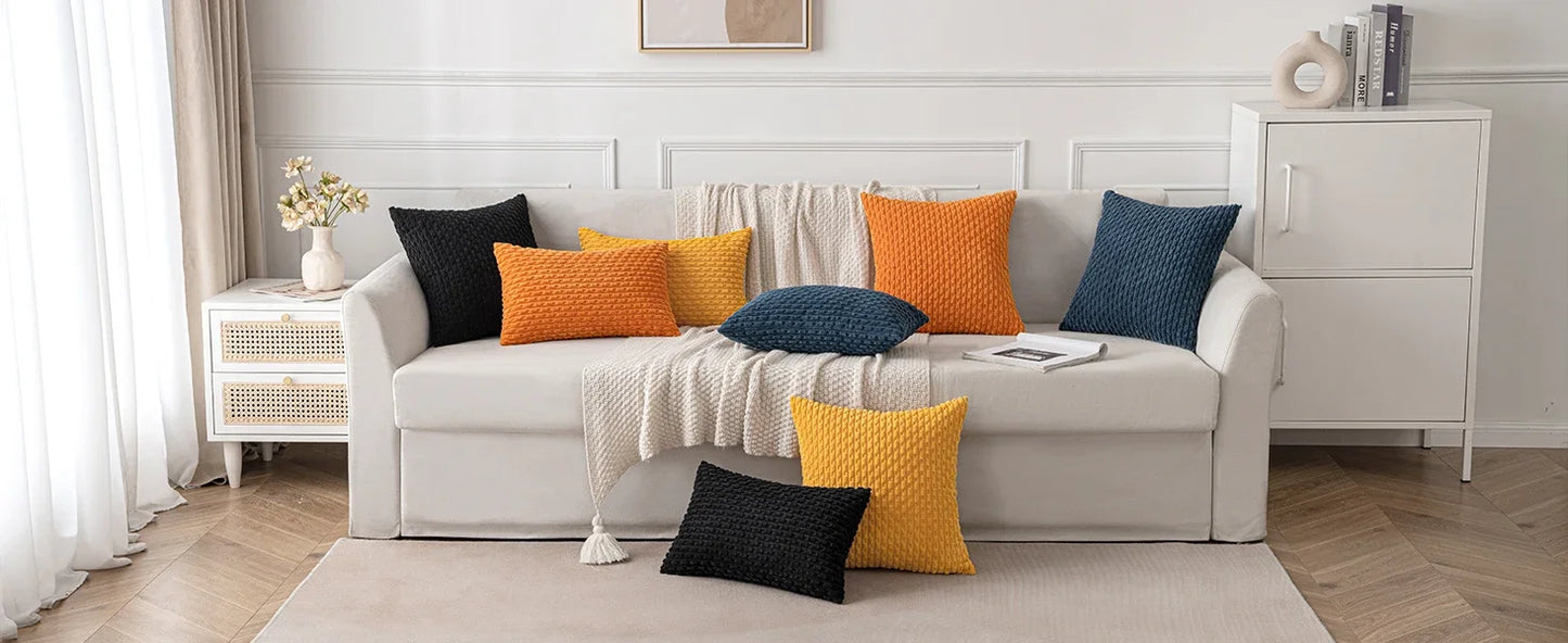 Fall Rust Throw Pillow Covers Soft Corduroy Boho