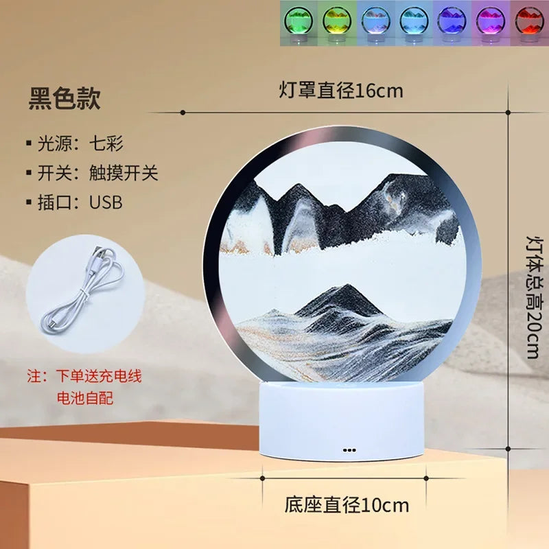 LED 16 Colors 3D Sandpainting Lamp RGB Hourglass (with USB plug)