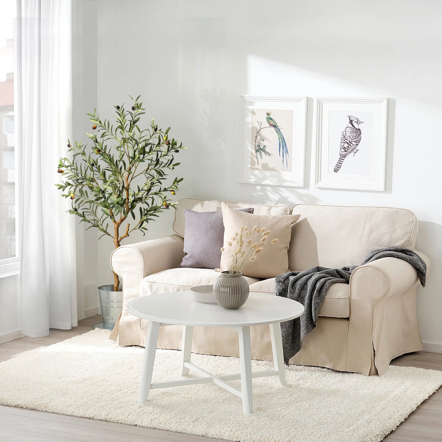 1Pc/2Pcs Artificial Olive Tree 4ft / 5ft / 6ft, Large Artificial Plants Fake Plants in Pot for Home Bedroom Decor