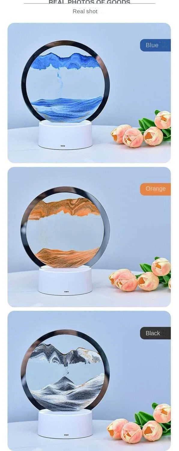 LED 16 Colors 3D Sandpainting Lamp RGB Hourglass (with USB plug)