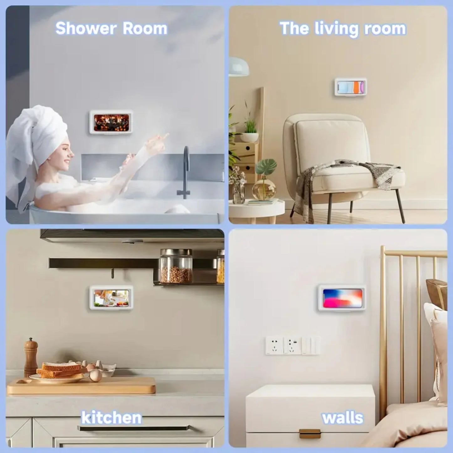 Fixed Universal Waterproof and Anti-fog Mobile Phone Case for wall