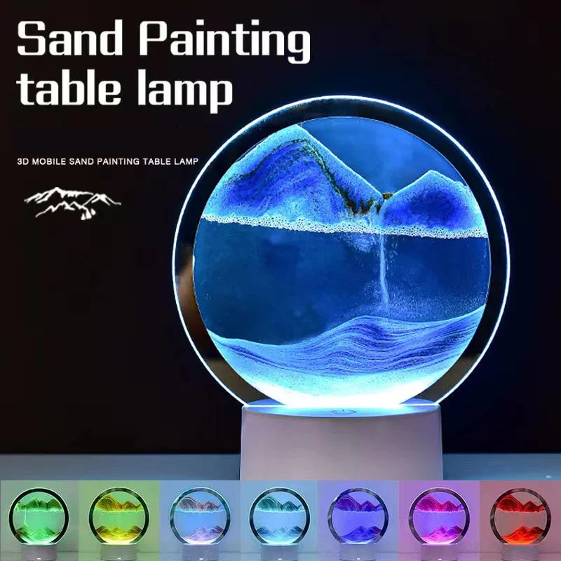 LED 16 Colors 3D Sandpainting Lamp RGB Hourglass (with USB plug)
