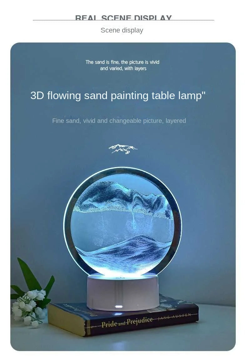 LED 16 Colors 3D Sandpainting Lamp RGB Hourglass (with USB plug)