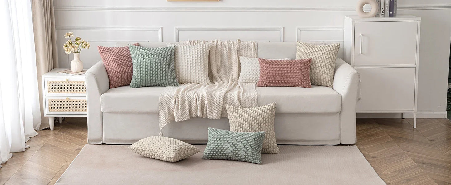 Fall Rust Throw Pillow Covers Soft Corduroy Boho