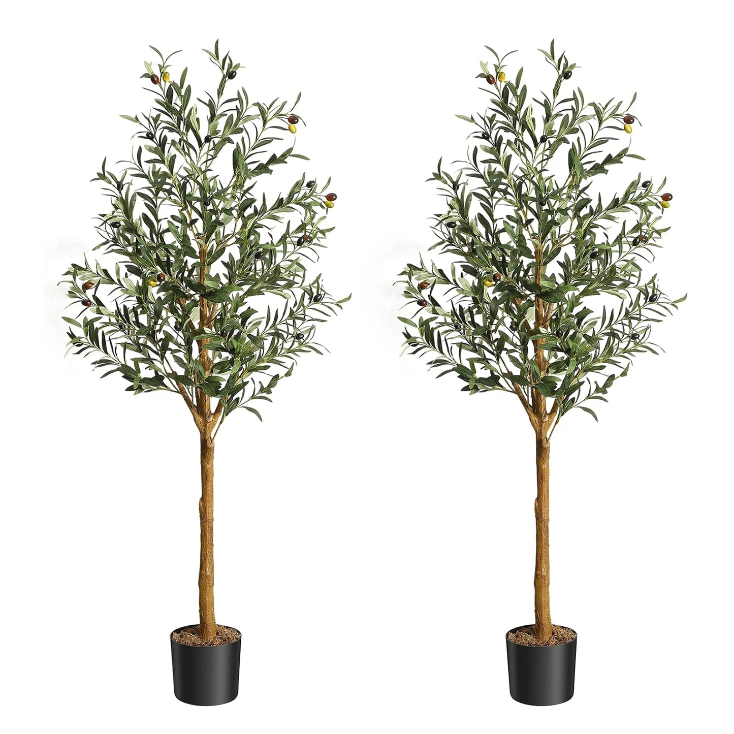 1Pc/2Pcs Artificial Olive Tree 4ft / 5ft / 6ft, Large Artificial Plants Fake Plants in Pot for Home Bedroom Decor