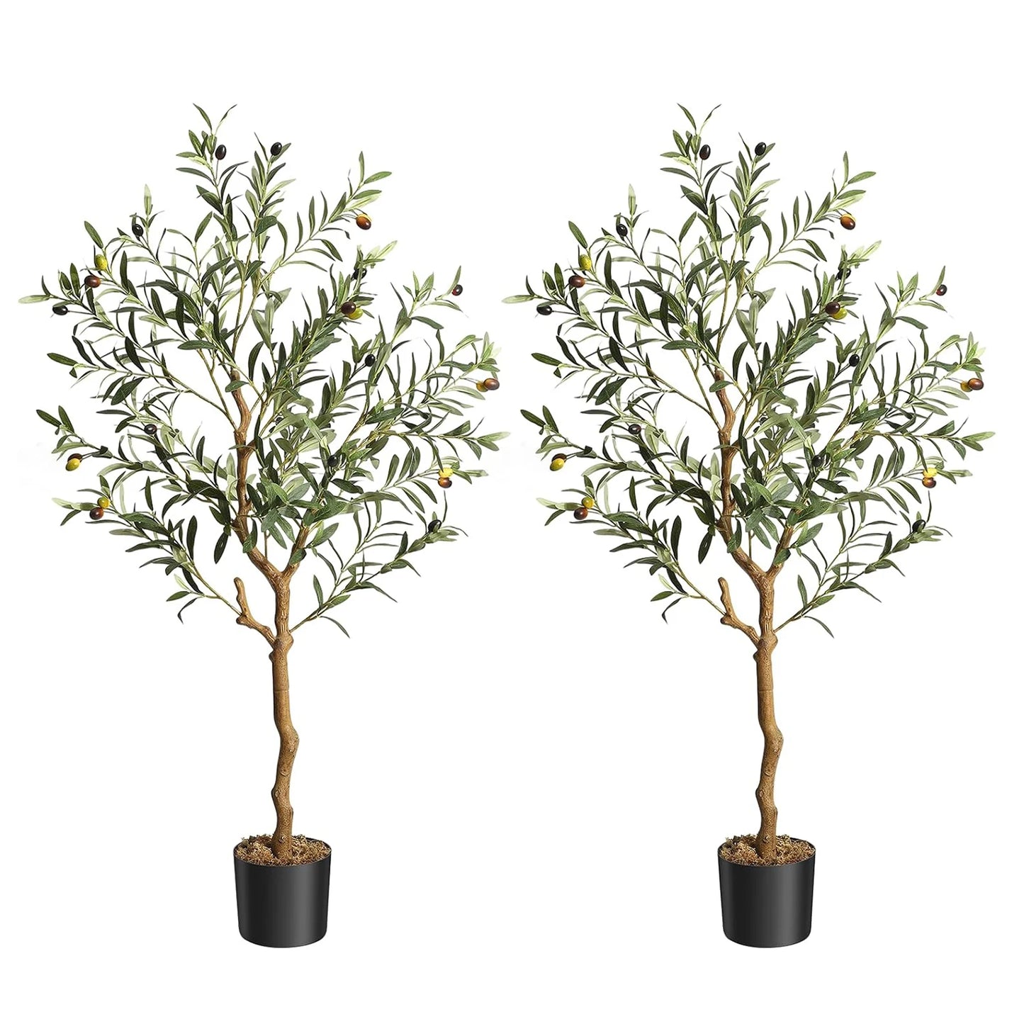 1Pc/2Pcs Artificial Olive Tree 4ft / 5ft / 6ft, Large Artificial Plants Fake Plants in Pot for Home Bedroom Decor