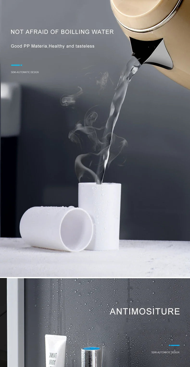 Bathroom Accessories Set Magnetic Adsorption Toothbrush Holder  Automatic Toothpaste Dispenser with Cup Wall Mount Storage Rack