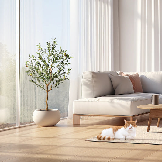 1Pc/2Pcs Artificial Olive Tree 4ft / 5ft / 6ft, Large Artificial Plants Fake Plants in Pot for Home Bedroom Decor