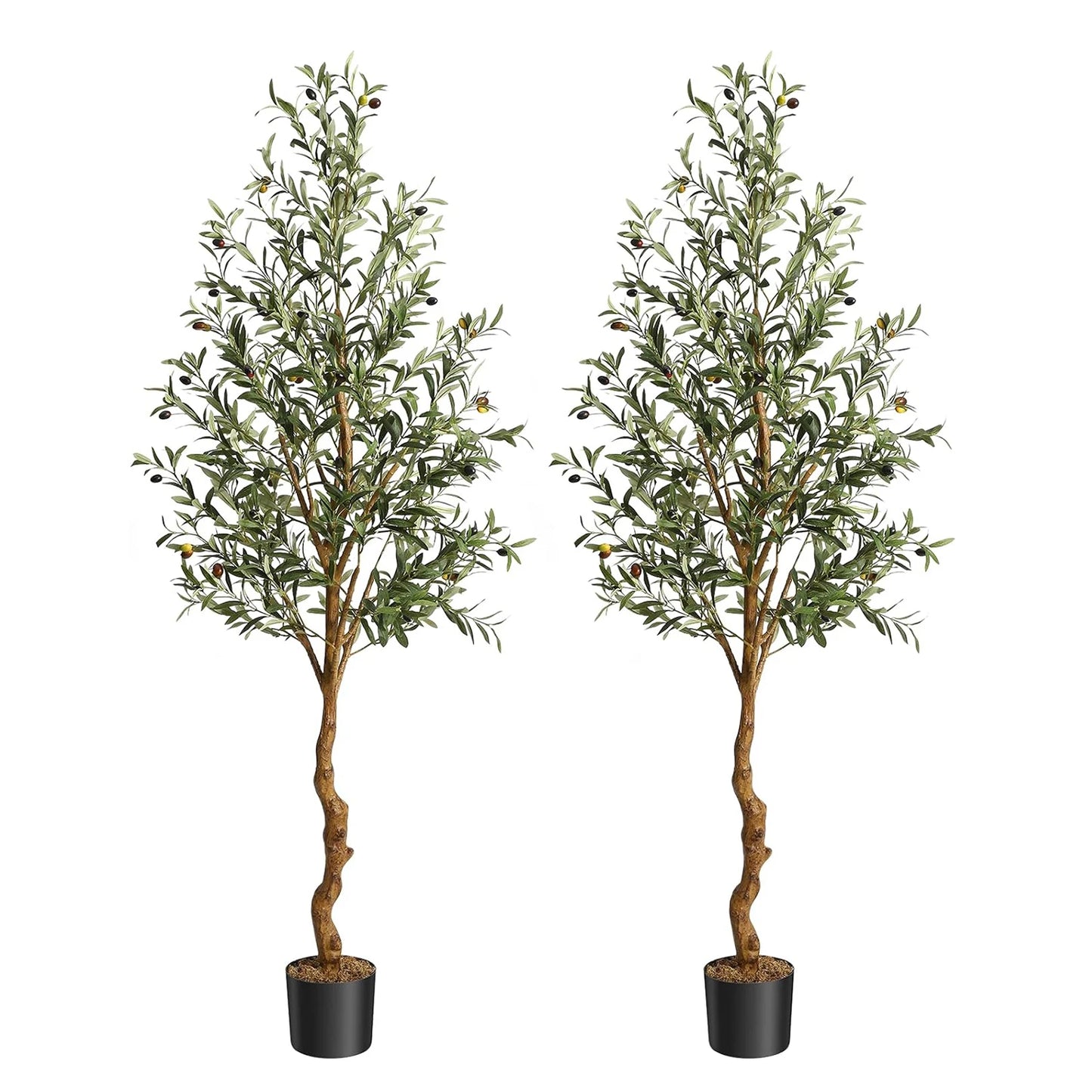 1Pc/2Pcs Artificial Olive Tree 4ft / 5ft / 6ft, Large Artificial Plants Fake Plants in Pot for Home Bedroom Decor