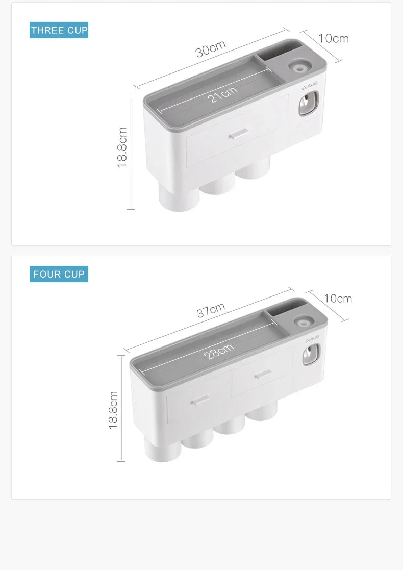 Bathroom Accessories Set Magnetic Adsorption Toothbrush Holder  Automatic Toothpaste Dispenser with Cup Wall Mount Storage Rack