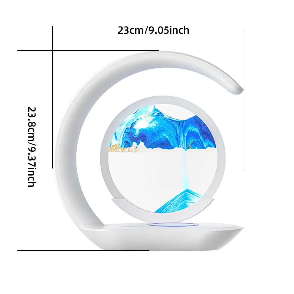 Quicksand Hourglass Table Lamp USB Wireless Charging Desk 3D Lamp