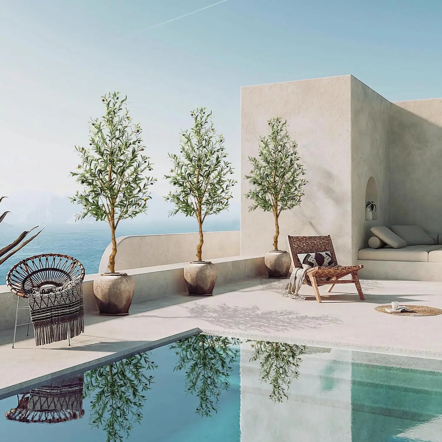 1Pc/2Pcs Artificial Olive Tree 4ft / 5ft / 6ft, Large Artificial Plants Fake Plants in Pot for Home Bedroom Decor