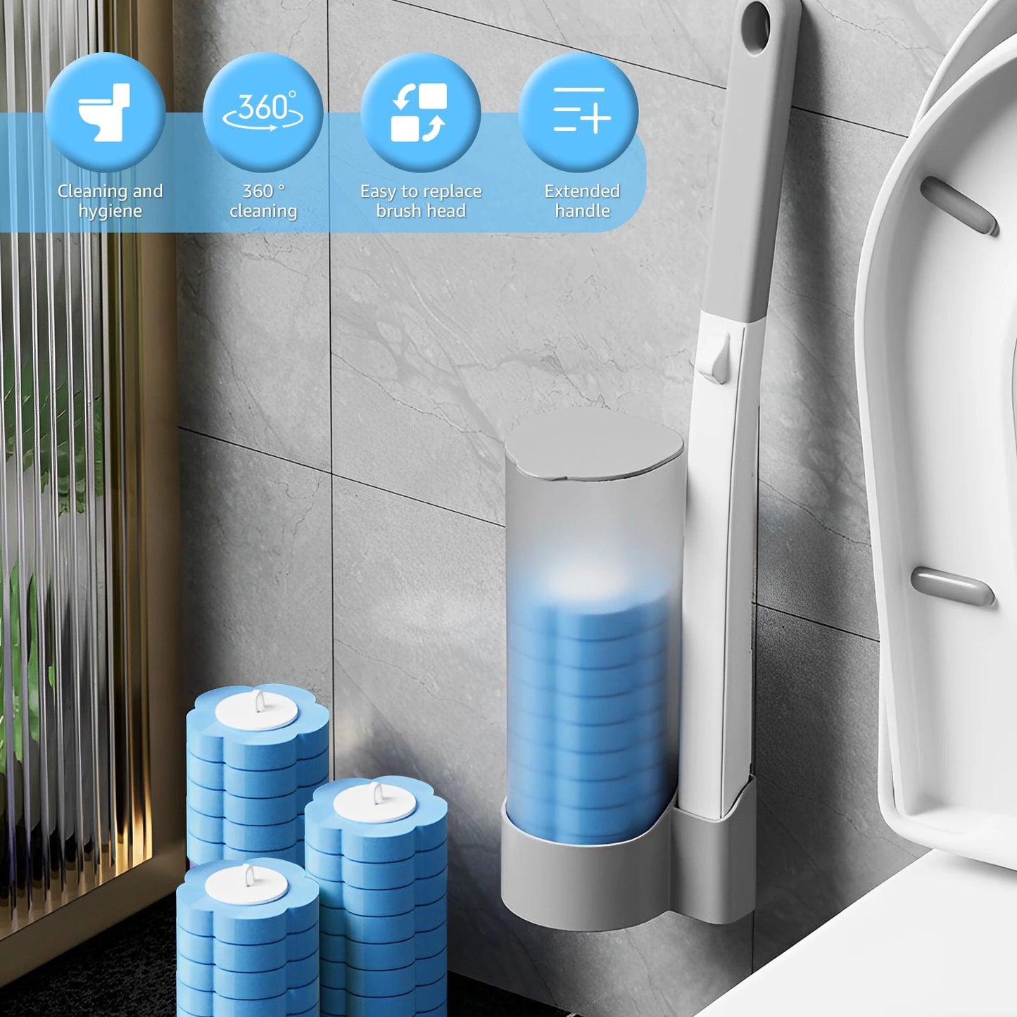 18/24Pcs New Disposable Toilet Brush Clean Tool Bathroom Cleaning Sponge Brush With Replacement Head Cleaning Kit Wc Accessories