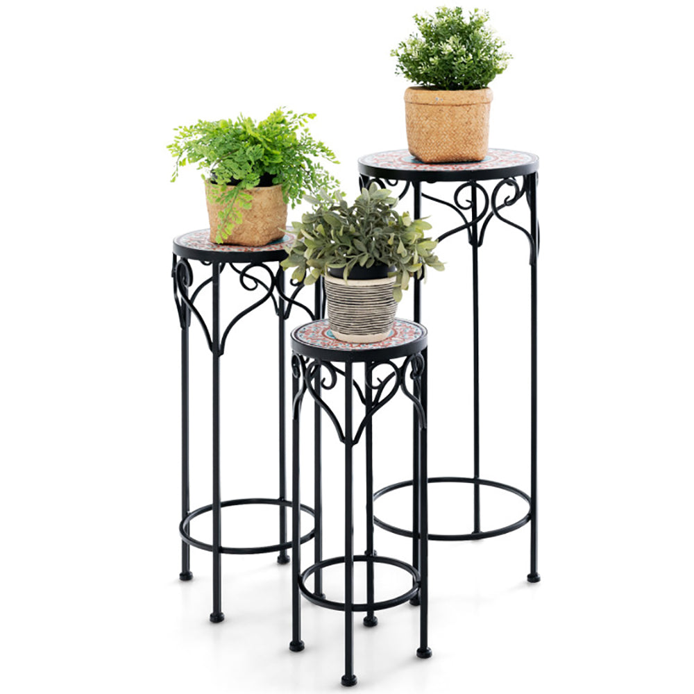 Decorative Flower Holder With Ceramic Top For Patio