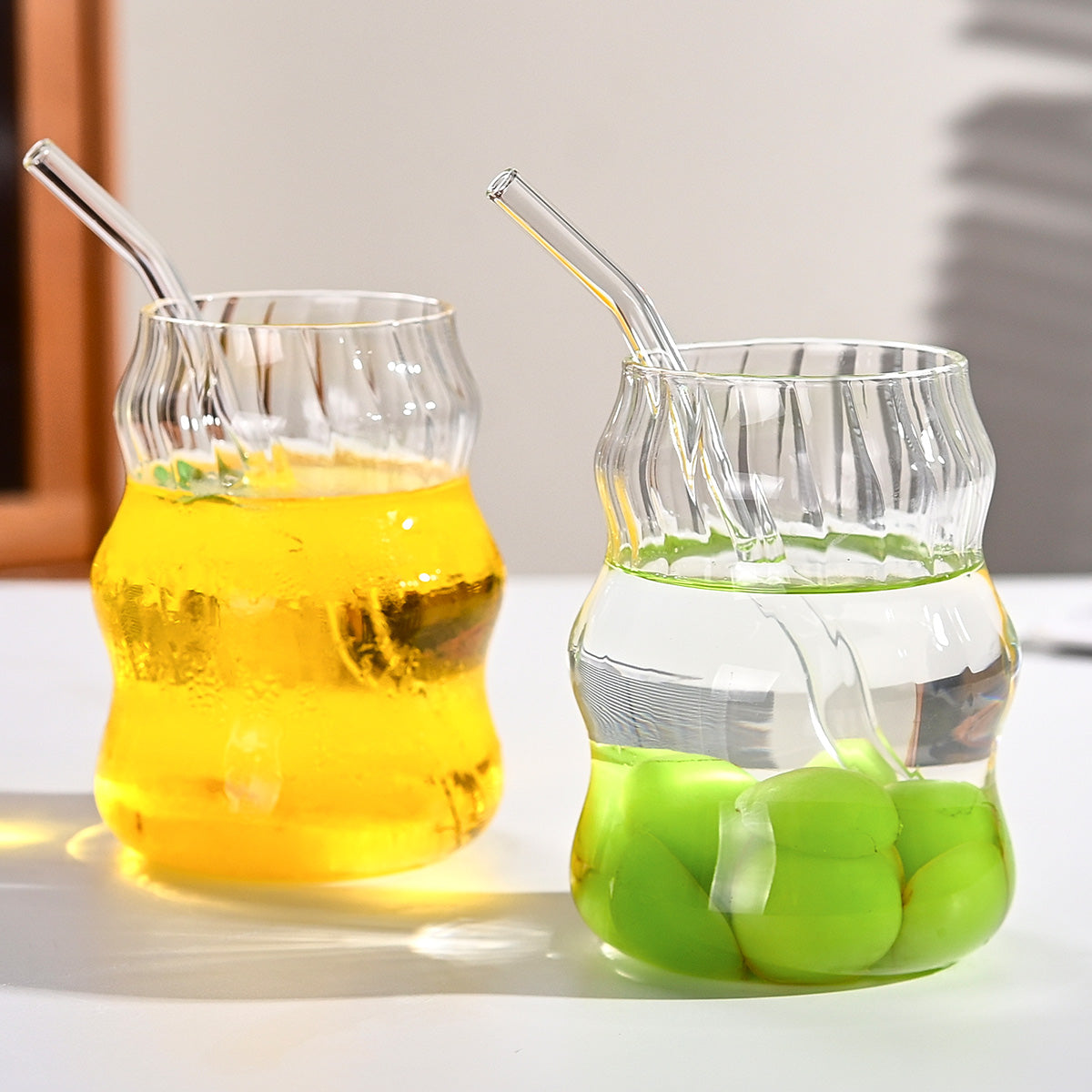 6 Pcs 19 Ounce Glass Straw Cups