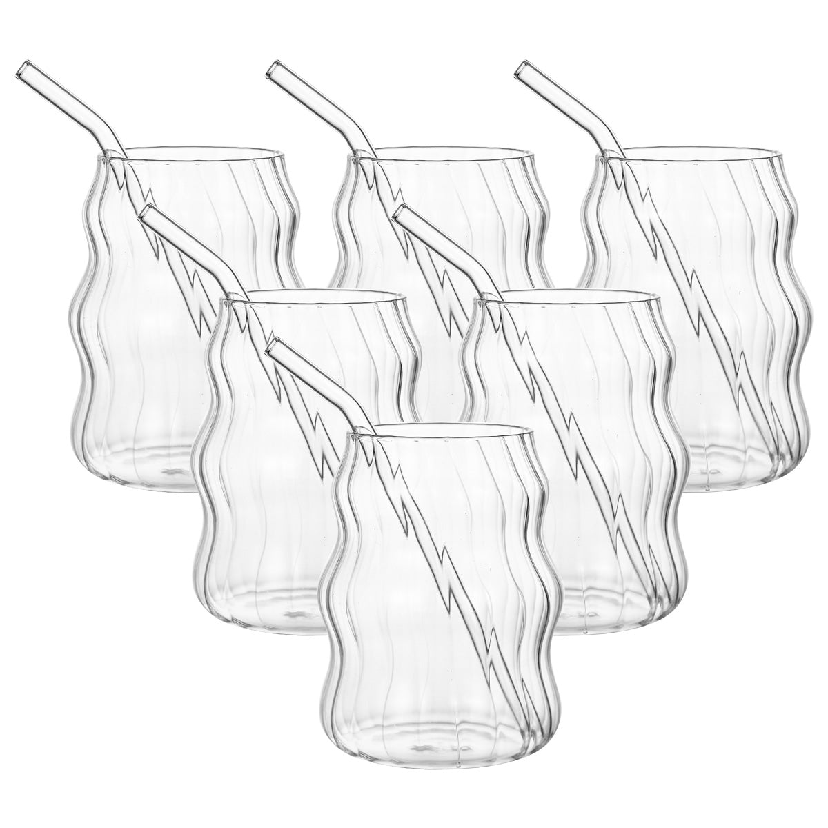 6 Pcs 19 Ounce Glass Straw Cups